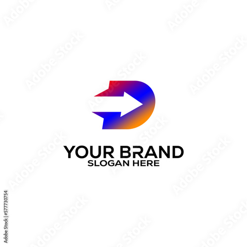 Letter D with arrow logo icon design template elements
