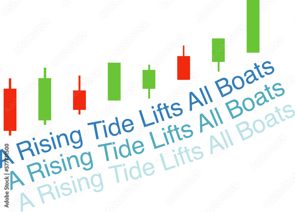 A transparent illustration of the financial saying "A Rising Tide Lifts