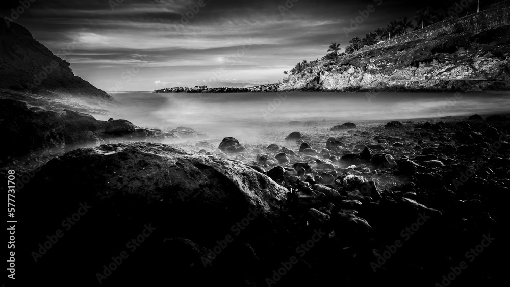 tenerife plage noir et blanc