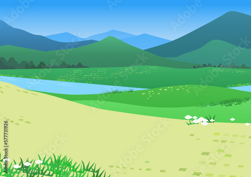 夏の山と裾野の風景