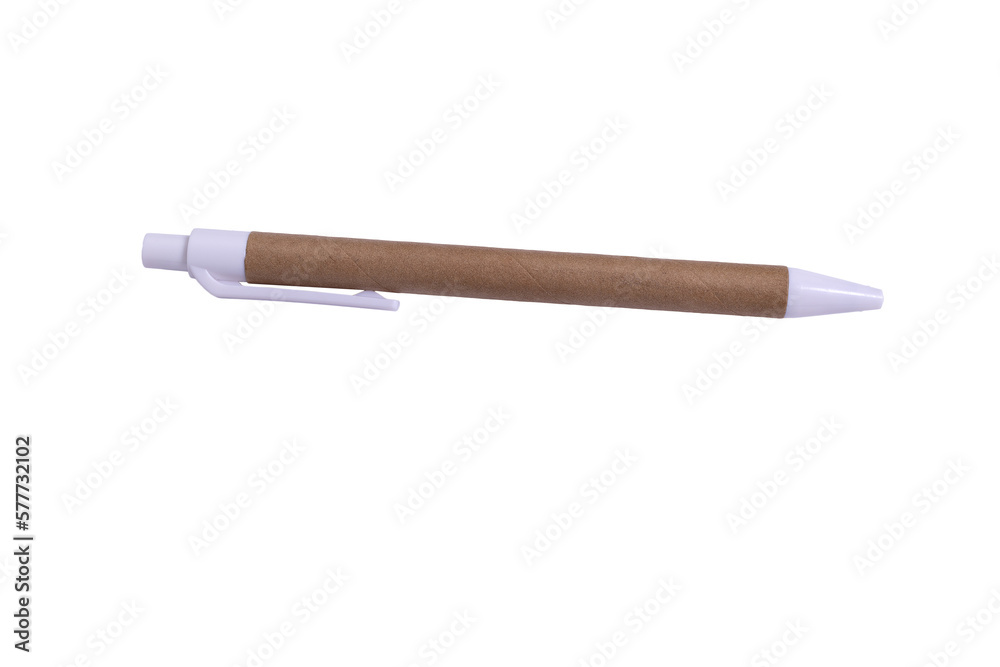 White and brown pen made of recycled material White and brown pen made of recycled material
