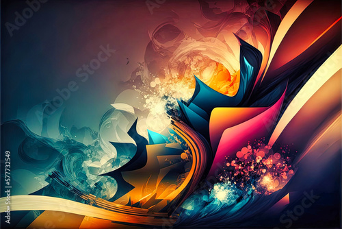 Abstract 3D Backgroud. Wallpaper. Art. Colorful waves. Poster or canva.