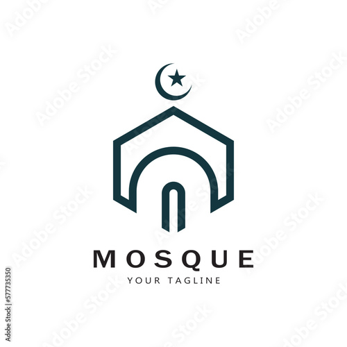 Islamic mosque logo vector icon template