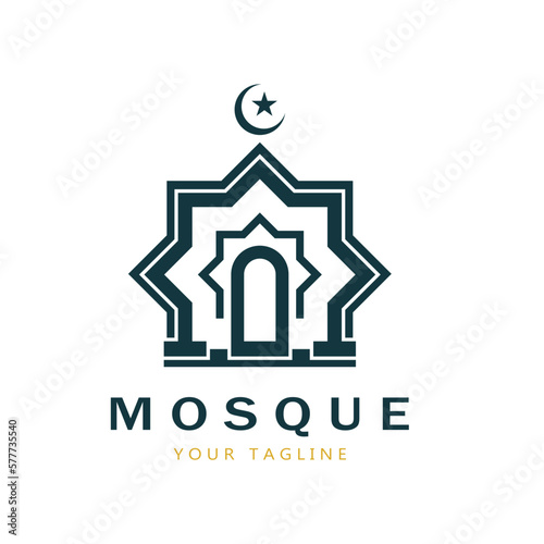 Islamic mosque logo vector icon template