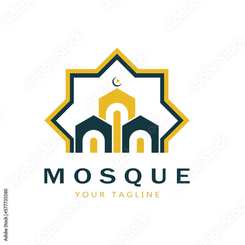 Islamic mosque logo vector icon template
