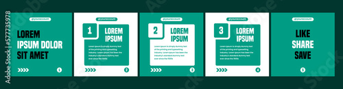 carousel template for social media post. carousel, banner or microblog template with green color