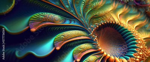 Colorful fractal pattern background - Generative AI