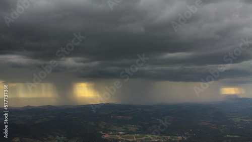 View from stom clouds raining from a mountain close to Belo Horizonte city, Minas Gerais State, Brazi photo