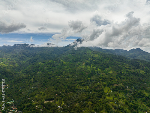 Mountain landscape with mountain peaks covered with forest. Slopes of mountains with evergreen vegetation. Philippines, Negros island. © Alex Traveler
