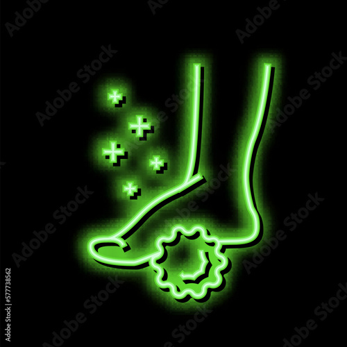 massage flat feet neon glow icon illustration