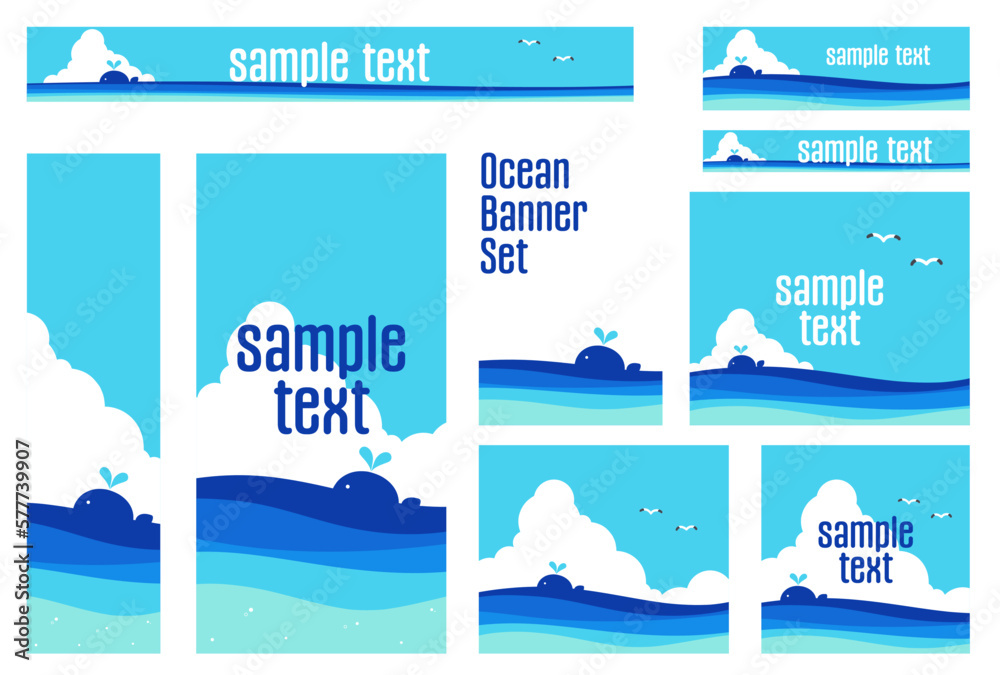 Naklejka premium バナーセット_海とくじら