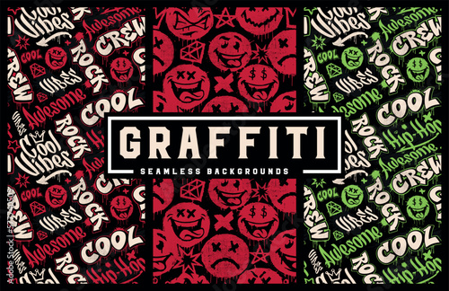 Set of seamless graffiti backgrounds