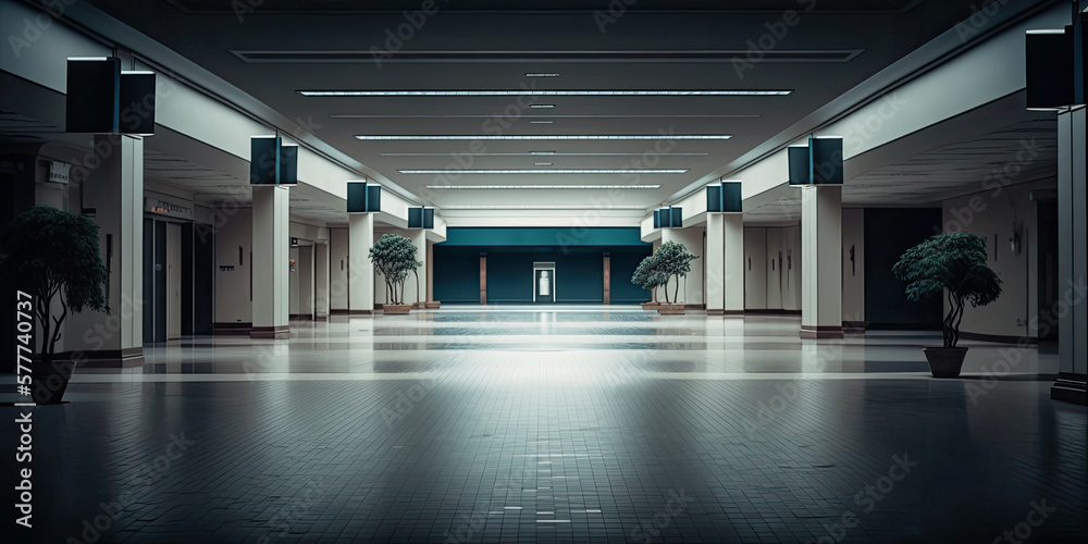 Empty abandoned entrance hall - Generative AI Empty abandoned entrance hall - Generative AI