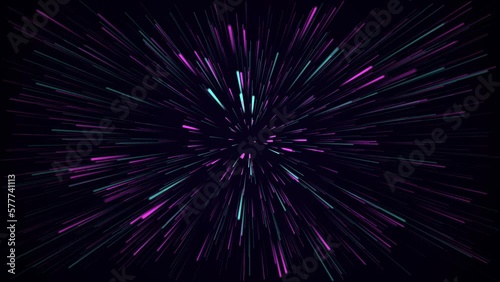 Abstract, amazing, beautiful and neon lines move endlessly toward the viewer. An explosion of colorful and monochromatic neon parts and their movement toward the camera. Lots of lines flying forward