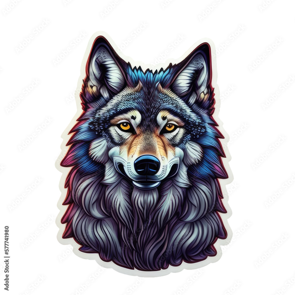 Wolf sticker, isolate