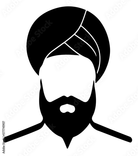 Sikh man with beard and turban icon