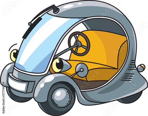 Funny small retro car. Kids ector illustration