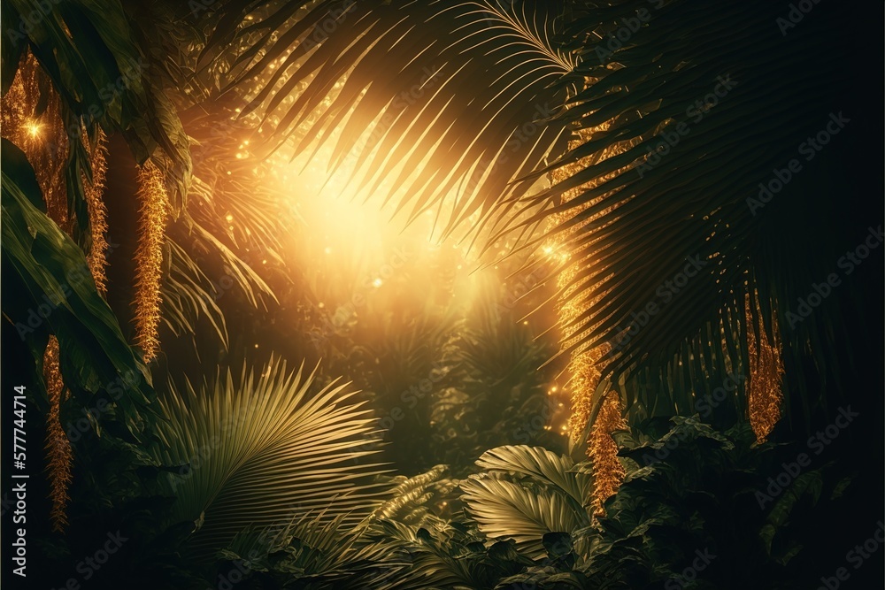 Beautiful palm. Palm forest jungle landscape. AI