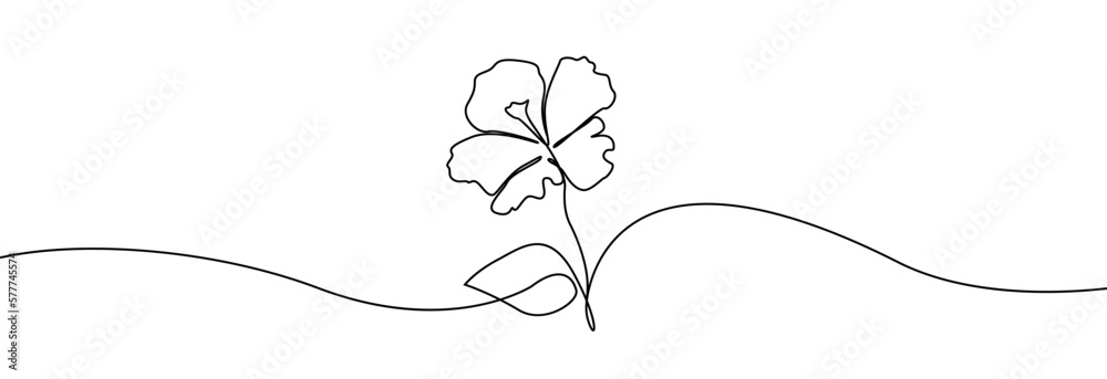 Tropical flower one line drawing.Continuous line drawing of flower.Hand drawn exotic flower.Single one line flower .Flower outline sketch.