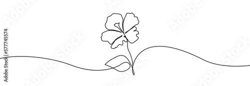 Tropical flower one line drawing.Continuous line drawing of flower.Hand drawn exotic flower.Single one line flower .Flower outline sketch.