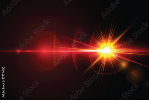 Red transparent light lens flares streaks 