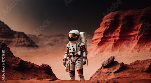 Poster with an astronaut on Mars - Generative AI