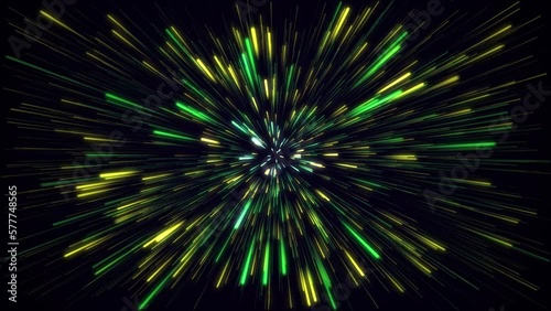 Abstract, amazing, beautiful and neon lines move endlessly toward the viewer. An explosion of colorful and monochromatic neon parts and their movement toward the camera. Lots of lines flying forward