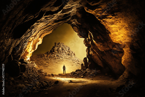 Gold mine cave. Generative Ai