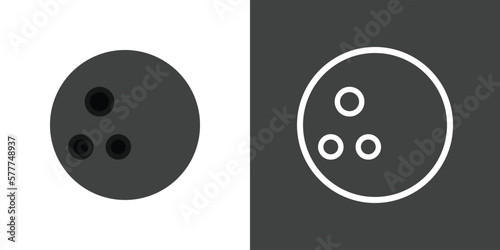 bowling ball vector, gray with three black holes.