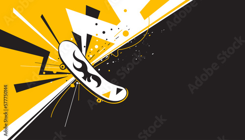 Vector illustration of hand drawn skateboarder in action. Extreme sport concept
