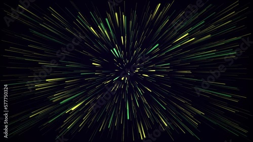 Abstract, amazing, beautiful and neon lines move endlessly toward the viewer. An explosion of colorful and monochromatic neon parts and their movement toward the camera. Lots of lines flying forward