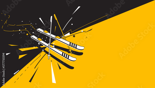 Ski winter sports  abstract background design. Vector illustration of sports concept