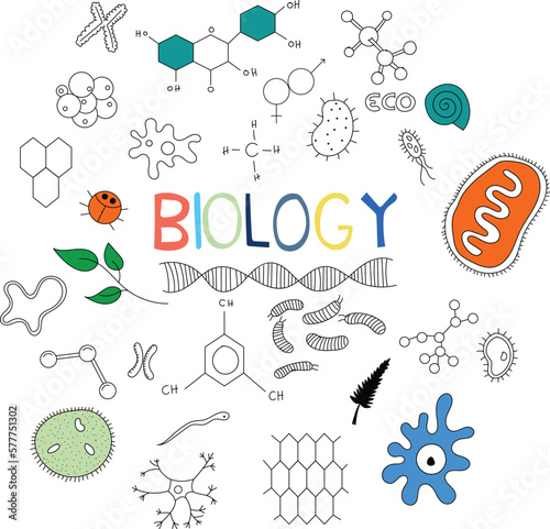 biology doodle set for your design