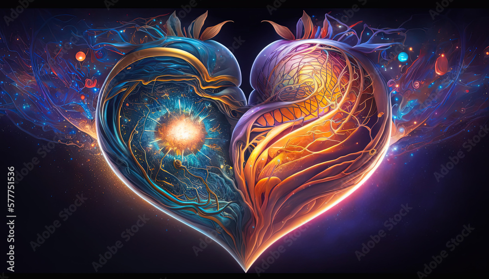 Soul home is our heart , concept, esoteric heart connects soul, emotions and body, deep mystical feelings, universe, spiritual love. Generative AI. Soul home is our heart , concept, esoteric heart connects soul, emotions and body, deep mystical feelings, universe, spiritual love. Generative AI.