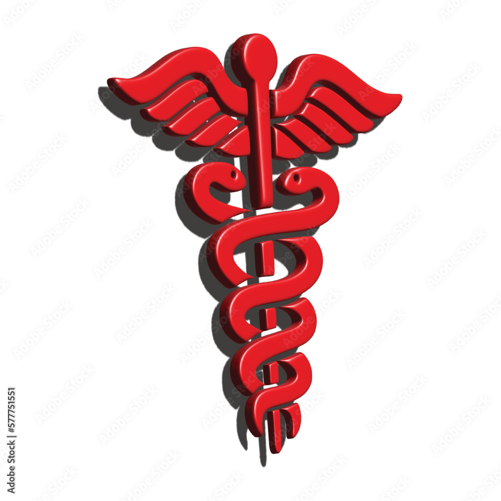 3d caduceus medical symbol on white background 3d caduceus medical symbol on white background