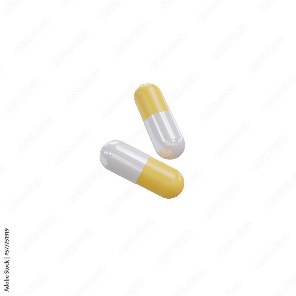 White and yellow capsules isolated on transparent background. 3d render. PNG. Tablets, medicine concept. 3D rendering, ui, ux. Pills. Health White and yellow capsules isolated on transparent background. 3d render. PNG. Tablets, medicine concept. 3D rendering, ui, ux. Pills. Health