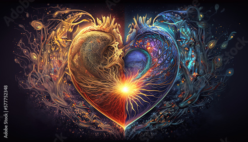 Heart home of the soul  concept  beautiful esoteric heart connected to soul and emotions  deep connection  mystical spiritual love. Generative AI.
