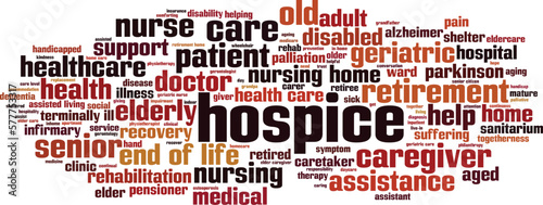 Hospice word cloud concept. Collage made of words about hospice. Vector illustration
