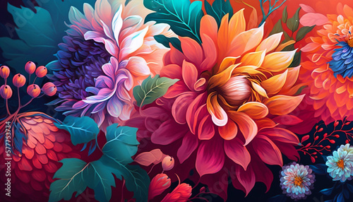 Colorful flower illustration background masterpiece 