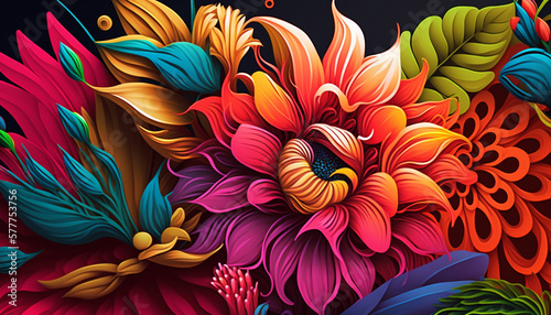 Colorful flower illustration background masterpiece 