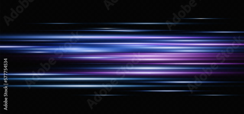 Speed ​​effect on blue background.Motion light effect for banners. blue lines. Red lines of light.