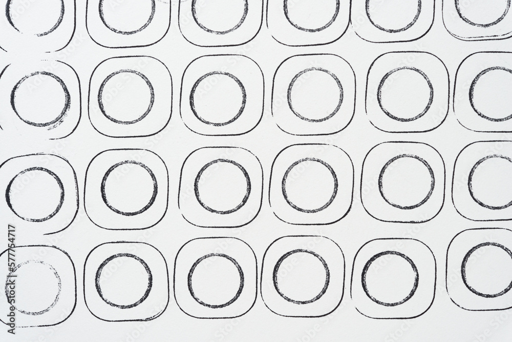 abstract rounded square and circle ink stamp pattern