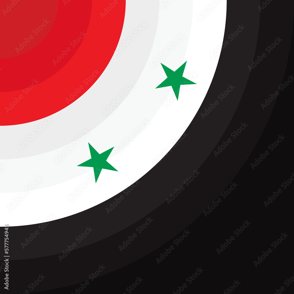 Syria National flag with circle stroke and black background Syria National flag with circle stroke and black background