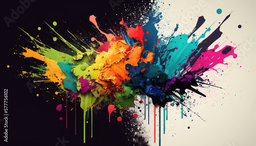 Colorful paint splashes background texture 