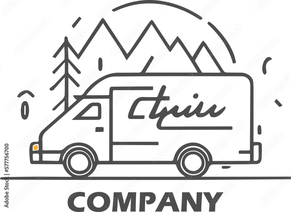Obraz premium Logistic company logo. Cargo van.