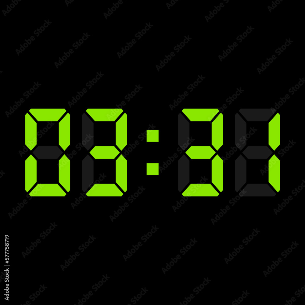 Digital clock vector illustration, time icon Digital clock vector illustration, time icon
