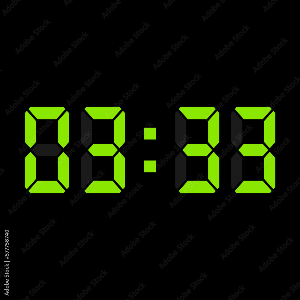 Digital clock vector illustration, time icon Digital clock vector illustration, time icon