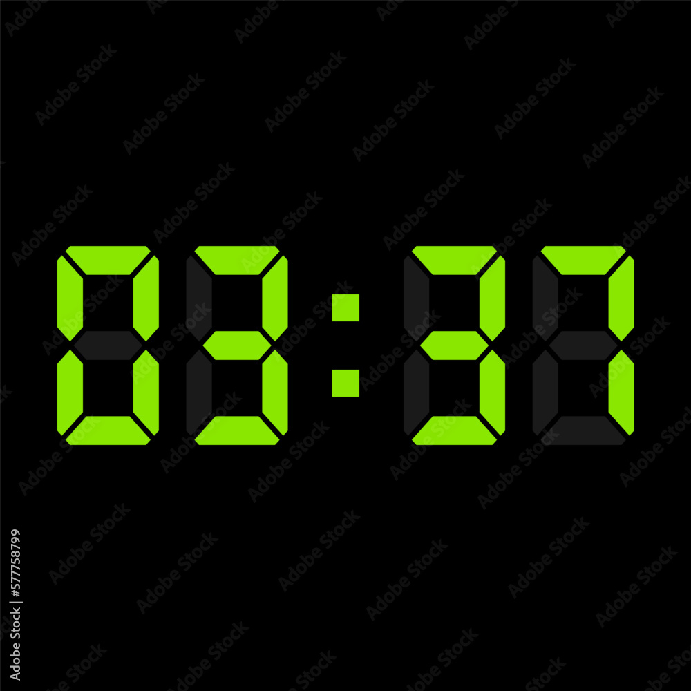 Digital clock vector illustration, time icon Digital clock vector illustration, time icon