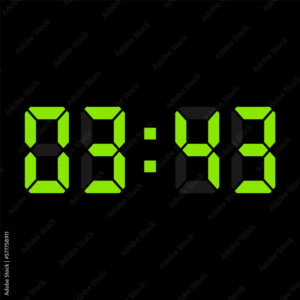 Digital clock vector illustration, time icon Digital clock vector illustration, time icon