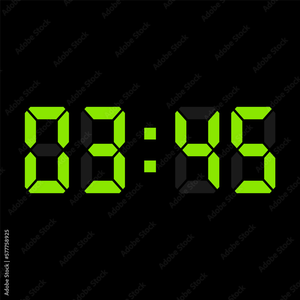 Digital clock vector illustration, time icon Digital clock vector illustration, time icon
